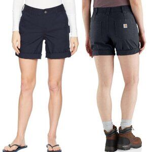 NWT Carhartt Smithville Stain Breaker Rugged Flex Stretch Shorts in Navy